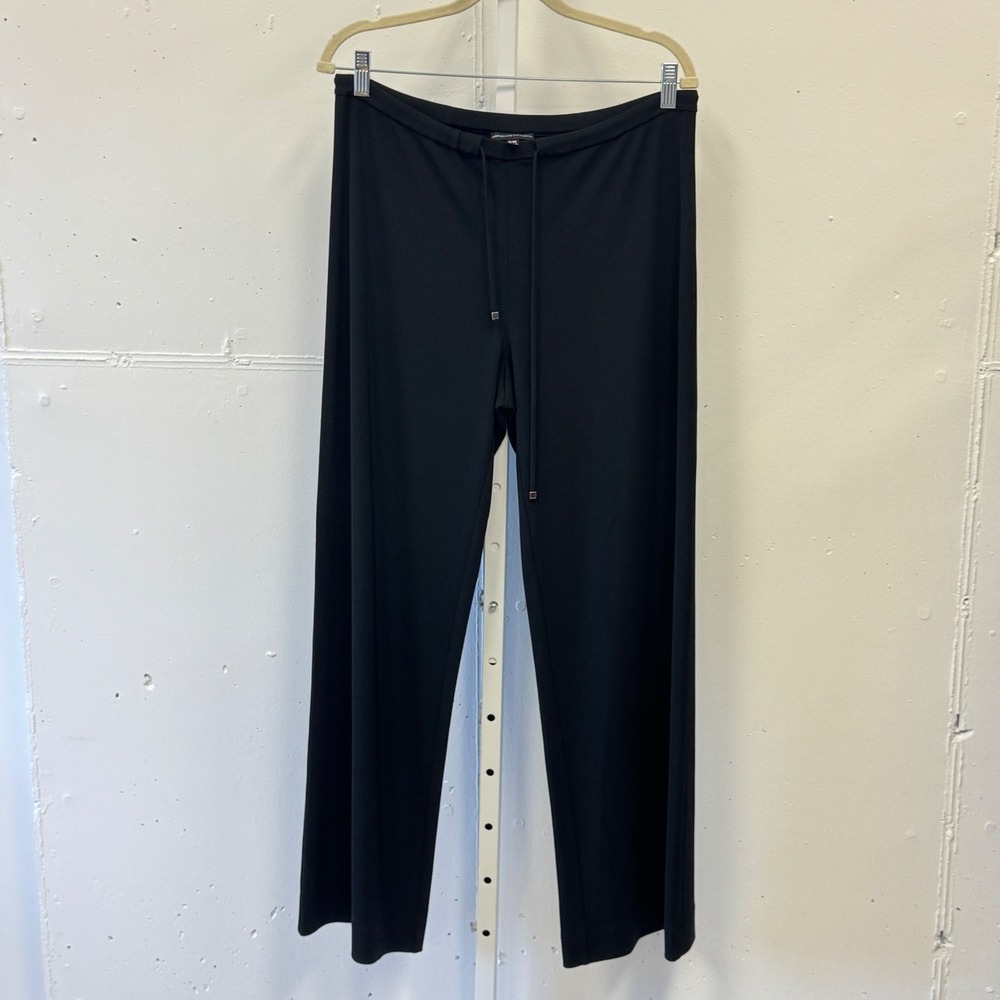 Adrienne Vittadini Black Wide Leg Drawstring Trousers Size 6 Dress Pants Career